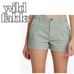 WILD FABLE High Rise Yoke Front 2” Inseam Olive Green Denim Shorts Army Womens 6